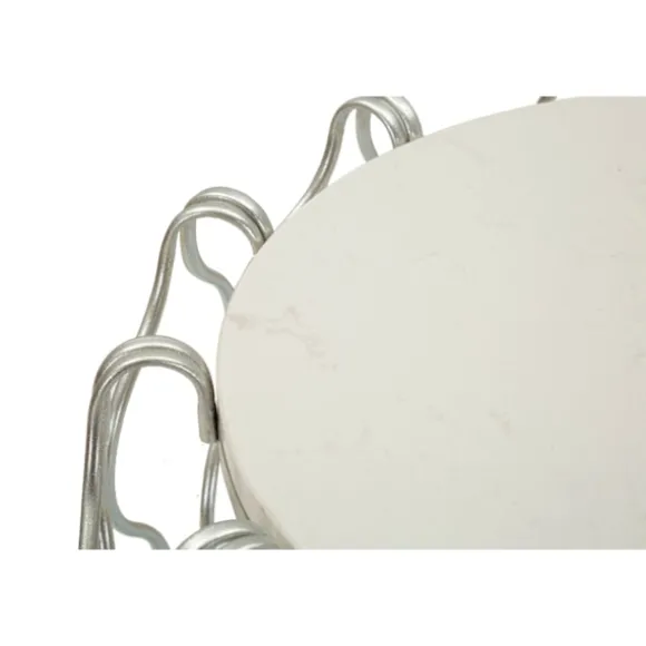 Sofabord, sølvmetalfod, marmorplade, 47,5x61,5 cm