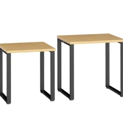 Sofabordsæt med 2, trælook, metalstel, indbygget design