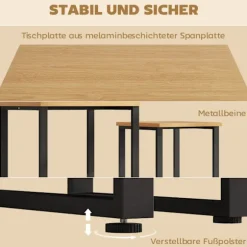 Sofabordsæt med 2, trælook, metalstel, indbygget design