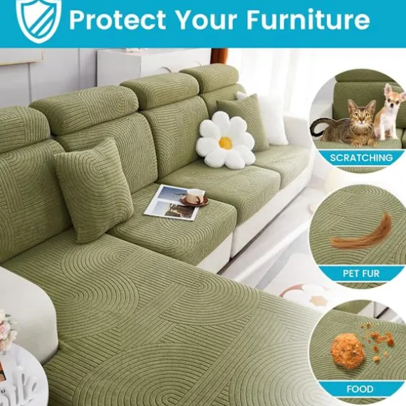 Sofahyndebetræk, Universal Stretch Sofabetræk L Form, Hjørnesofabetræk, Sofahyndebeskytterbetræk (Produkt som vist på Figur 3)