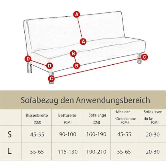 Sofaovertræk uden armlæn 3-personers/2-personers, strækbart sofaovertræk til sovesofa S