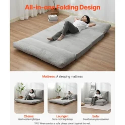 Sofa-seng Folds 3 i 1 - DUOKU - Vaskbar Betræk - Konvertibel Memory Skum Høj Densitet