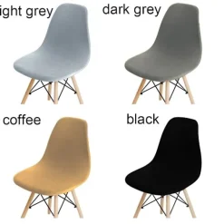 Solid Farvet Skall Stolbetræk Stræk Armløs Spisestuestol Betræk dark grey