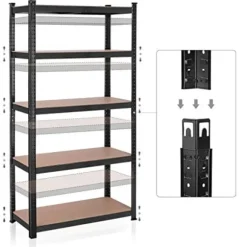 SONGMICS 5-etagers reol, stålreol til opbevaring, 40 x 90 x 180 cm, sort