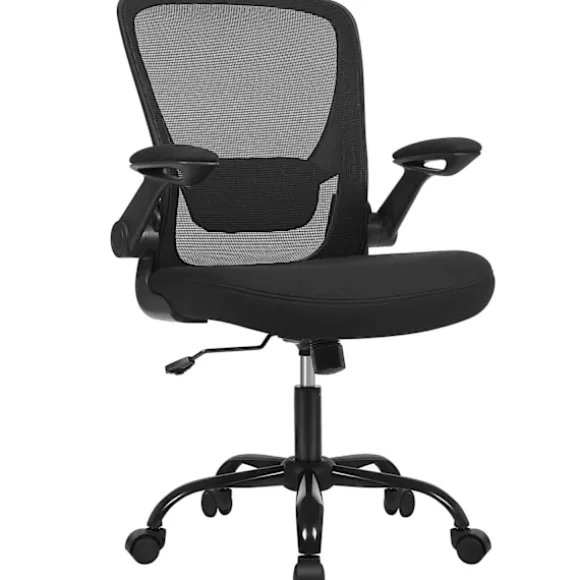 SONGMICS Kontorstol, Skrivebordsstol, Mesh Drejestol, Ergonomisk Computerstol, Sort