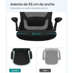 SONGMICS Kontorstol, Skrivebordsstol, Mesh Drejestol, Ergonomisk Computerstol, Sort