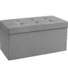 Songmics Linnedstof opbevaringsbænk Ottoman alsidig pladsbesparende Light Grey
