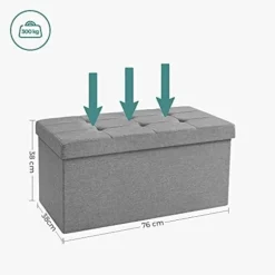 Songmics Linnedstof opbevaringsbænk Ottoman alsidig pladsbesparende Light Grey