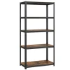 SONGMICS Reol, 40 x 90 x 180 cm, 875 kg Belastningskapacitet Rustik Brun og Sort