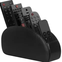Sort Fjernbetjeningsholder i Kunstlæder med 5 Rum, TV DVD Blu Ray Medieafspiller Fjernbetjeningsorganisator, Skrivebordsopbevaring Pattern Purple