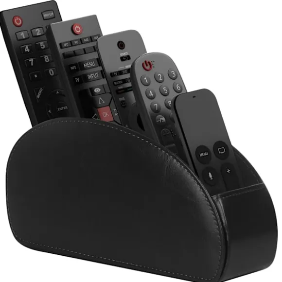 Sort Fjernbetjeningsholder i Kunstlæder med 5 Rum, TV DVD Blu Ray Medieafspiller Fjernbetjeningsorganisator, Skrivebordsopbevaring Pattern Purple