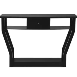 Sort konsolbord med skuffe og hylde – 120 x 30 x 81 cm