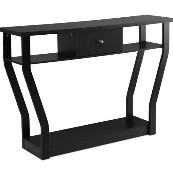 Sort konsolbord med skuffe og hylde – 120 x 30 x 81 cm