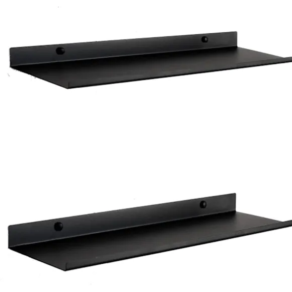 Sort metal væghylde | Sæt med 2 flydende hylder 40 cm [Db]
