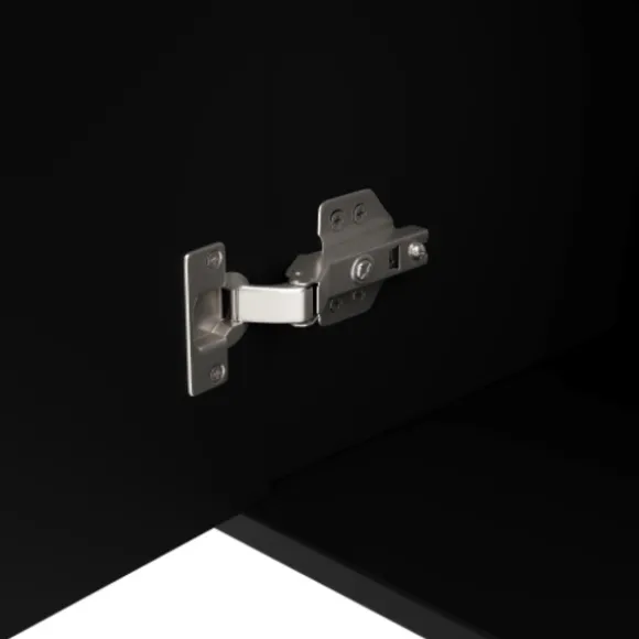 Sort skænk 152x40x75cm - skaftdesign med gyldne håndtag/fødder, elegant til spiseområde Black