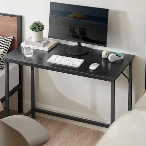 sort skrivebord med metalramme - 100 x 50 x 75 cm