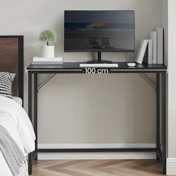 sort skrivebord med metalramme - 100 x 50 x 75 cm