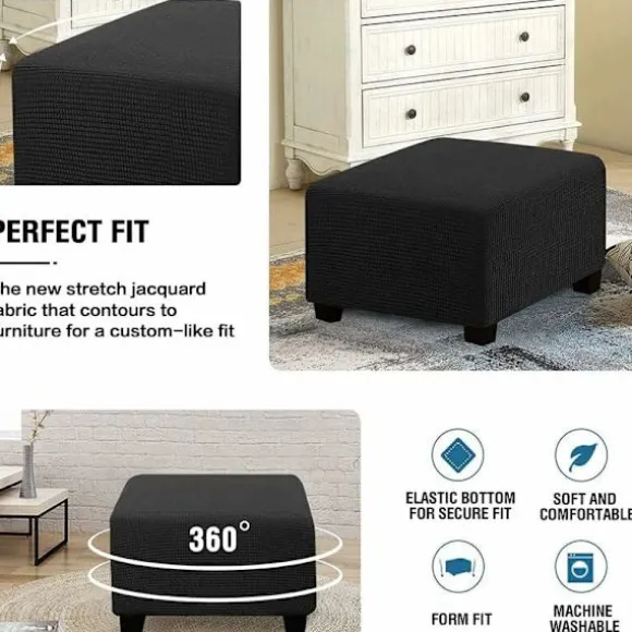 (sort) Stretch Slipcovers, Kvadratiske Spandex Stof Slipcovers til