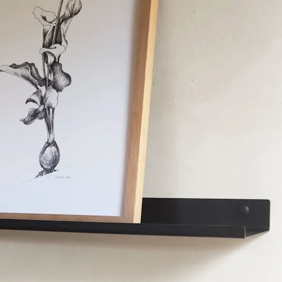 Sort Væghylde - Flydende Væghylde 70 cm - Metalhylde kompatibel med Rammer, Foto, Køkken, Soveværelse, Badeværelse, Kontor