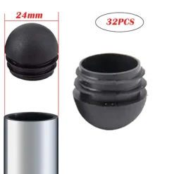 Sorte runde stolbenpropper, runde indløbsdæksel til stolben, stolbenprop 32 stk. (25mm) 25mm
