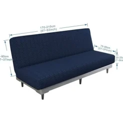 Sovesofa Betræk, 3-personers Sofa Betræk Sofa Beskytter Uden Armlæn (Navy Blå)[x22450]