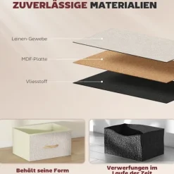 Soveværelseskommode med 8 stofskuffer, stålramme, beige