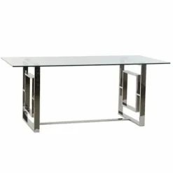 Spisebord - Glas og stål - 180 x 90 x 75 cm - 6 pladser - Rektangulær Neutral