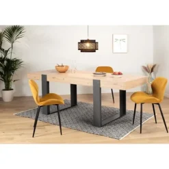 Spisebord - Rektangulært - Spånplade - Industriel - Loft - L 223,9 x D 93 x H 78,6 cm Artisan Oak och Shadow Grey