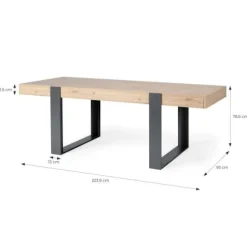 Spisebord - Rektangulært - Spånplade - Industriel - Loft - L 223,9 x D 93 x H 78,6 cm Artisan Oak och Shadow Grey