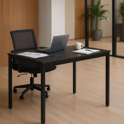 Spisebord eller skrivebord, 120x60 cm, sort marmorfinish