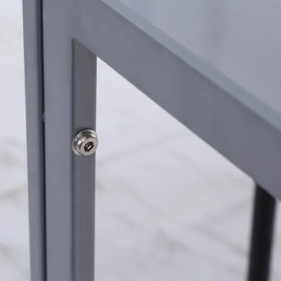 Spisebord Firkantet Køkkenbord Til 4 Personer, Stuebord Med Hærdet Glas Bordplade, Til Køkken, Spisestue, Grå