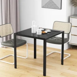 Spisebord Firkantet køkkenbord til 4 personer, spisebord af hærdet glas, bæreevne op til 80 kg, til køkken, spisestue, 75 x 75 x 75 cm, sort