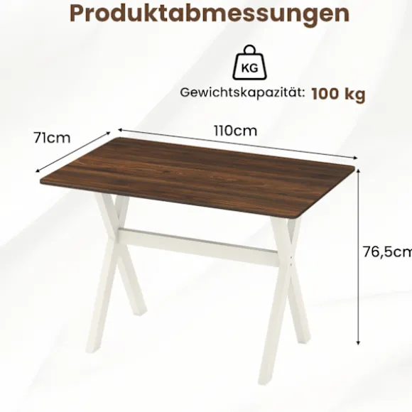 Spisebord med X-ramme, valnøddefinish, 110x71 cm