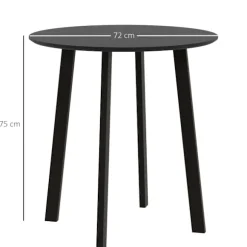 Spisebord rundt køkkenbord sidebord spisebord med skrå ben til køkken spisestue stue moderne design sort 72 x 72 x 75cm