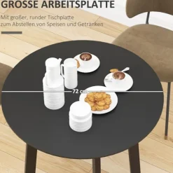 Spisebord rundt køkkenbord sidebord spisebord med skrå ben til køkken spisestue stue moderne design sort 72 x 72 x 75cm