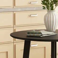 Spisebord rundt køkkenbord sidebord spisebord med skrå ben til køkken spisestue stue moderne design sort 72 x 72 x 75cm