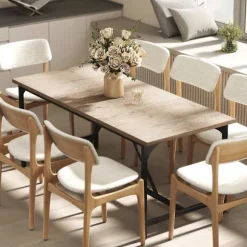 Spisebord til 6-8 personer, trælook, 180 x 80 x 75,5 cm
