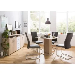 Spisebord til 2 til 4 personer - Firkantet - Klassisk - Eg indretning - GUSTAVE - L 80 x B 80 cm Brun