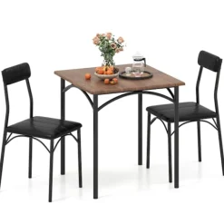 Spisebordssæt til 2 med polstrede stole, pladsbesparende design