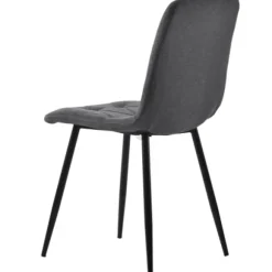 Spisebordsstole, sæt med 4, køkkenstole med polstring, twill linnedbetræk, metalben, mørkegrå, komfortable grey
