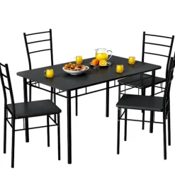 Spisesæt med 5 dele, antracit, 110x68 cm, industriel stil