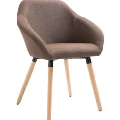 Spisestole - Eksklusivt Hus - Brun - 100% polyester stof - Massivt træ & metal ben (sæt af 4) kastanj