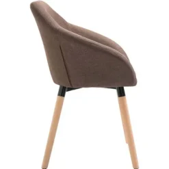 Spisestole - Eksklusivt Hus - Brun - 100% polyester stof - Massivt træ & metal ben (sæt af 4) kastanj