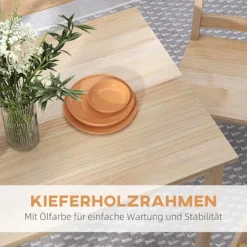 Spisestuesæt 5 Stk. Spisebord 4 Stole Spisestue Gruppe Pladsbesparende Rektangulært Massivt Træ Natur