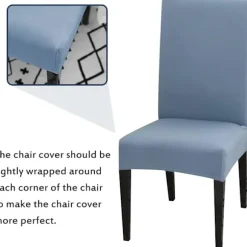 Spisestuestolbetræk, sæt med 4 eller 6, strækbart, aftageligt, vaskbart, stolbetræk, dekorative betræk, hotelstolbetræk lyseblå light Blue 6pcs
