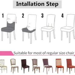 Spisestuestolbetræk, sæt med 4 eller 6, strækbart, aftageligt, vaskbart, stolbetræk, dekorative betræk, hotelstolbetræk lyseblå light Blue 6pcs