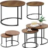Sæt 2 runde sofaborde 70,5/45,5 cm laminat-MDF sort metal