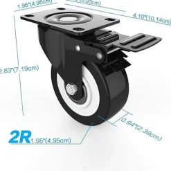 Sæt med 4 50 mm hjul med bremse, 4 stk. drejelige hjul til møbler/transport, møbelhjul, kraftige hjul med en samlet belastningskapacitet på 300 kg
