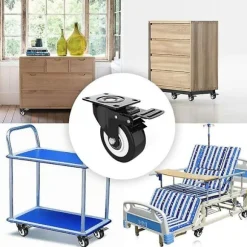 Sæt med 4 50 mm hjul med bremse, 4 stk. drejelige hjul til møbler/transport, møbelhjul, kraftige hjul med en samlet belastningskapacitet på 300 kg