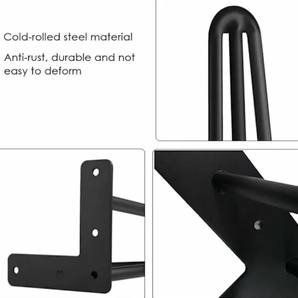 Sæt med 4 bordben 10 cm - DIY møbelben - til sofabord spisebord sort - med fodbeskyttere og skruer